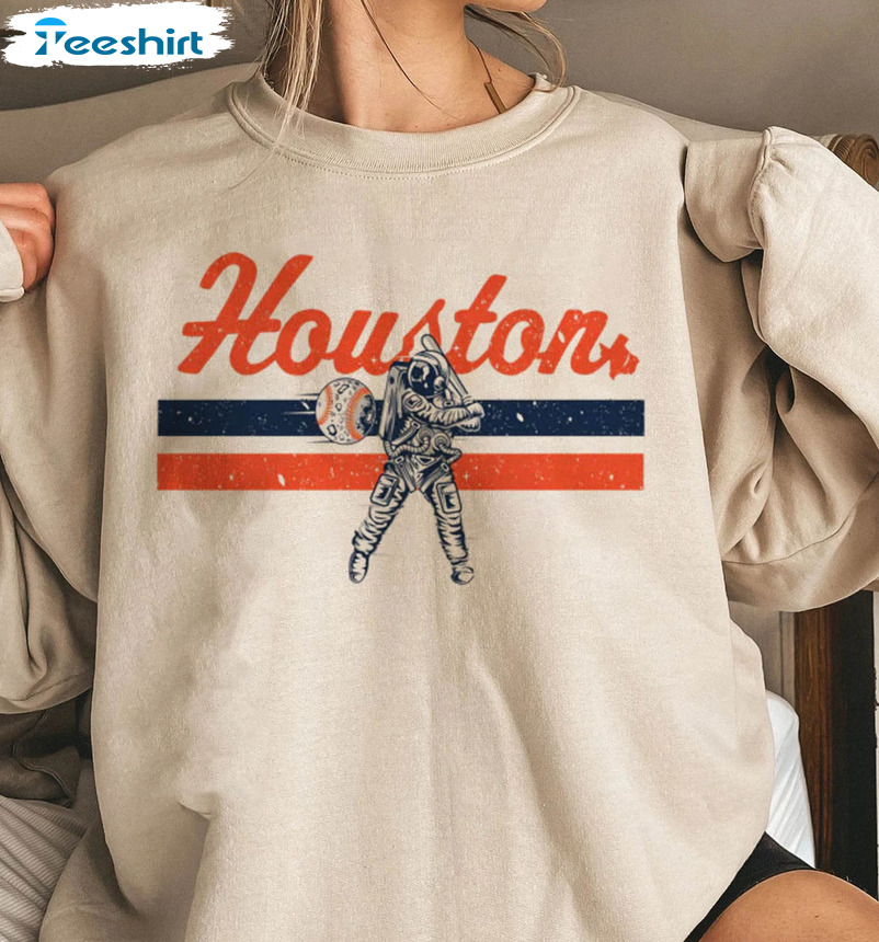Vintage Retro Astros 90s Houston Baseball Crewneck Sweatshirt Shirt Size Up To 5xl